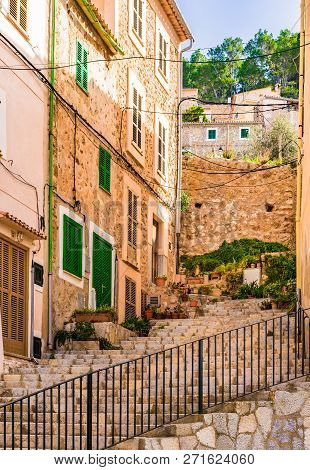 Street In Banyalbufar On Majorca, Spain Balearic Islands