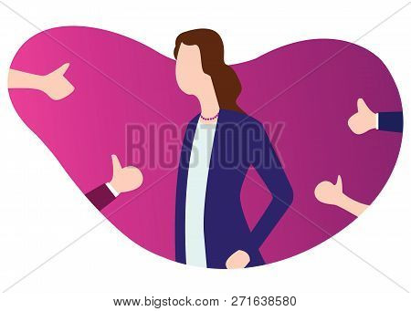 Business Woman Get Respect And Thumbs Up By Another Vector Illustration