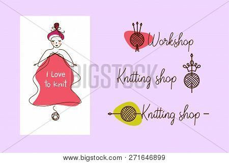 Knit Workshop, Creative Course, Master Class Vector Template Pos