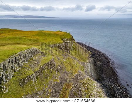 Aerial Of The Coastline Of North West Skye By Kilmuir - Scotland