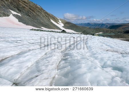On The Igan Glacier On A Warm Summer Day. Polar Ural, Russia