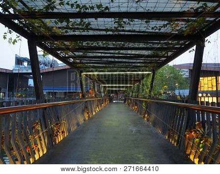 Tangerang, Indonesia - October 5, 2018: The Open-air Hallway At De Breeze, Sinarmas Land.