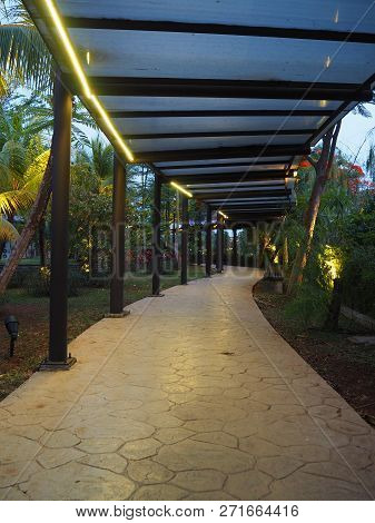 Tangerang, Indonesia - October 5, 2018: The Open-air Hallway At De Breeze, Sinarmas Land.