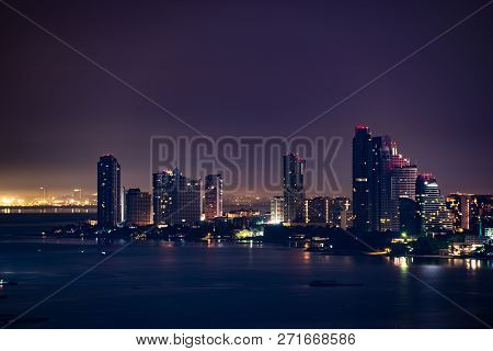 Pattaya City At Night View From Pratumnak Hill Overlook Thailand