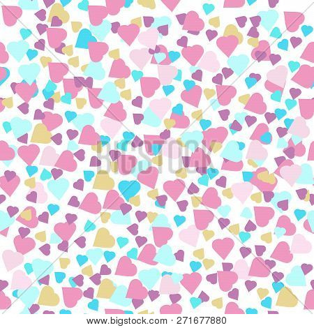 Vector Seamless Pattern. Background With Hearts. Romantic Tiled Pattern For Wrapping Paper.
