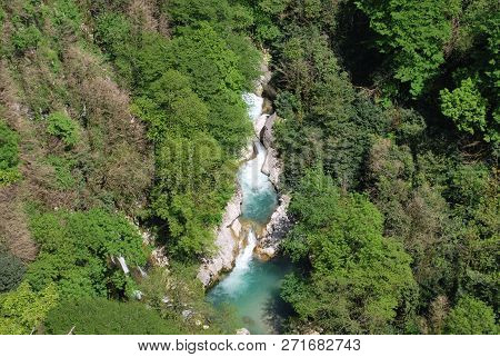 The Mountain River In The Okatse Canyon, Georgia