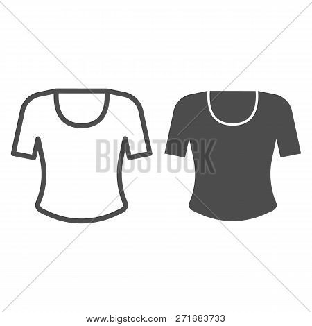 T-shirt Line And Glyph Icon. Shirt Vector Illustration Isolated On White. Casual Clothes Outline Sty