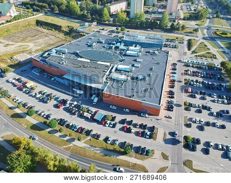 Koszalin, Poland - 13 September 2018 - Aerial View On Shopping Center Emka In North District Of Kosz