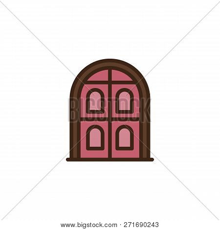 Arch Door Filled Outline Icon, Line Vector Sign, Linear Colorful Pictogram Isolated On White. Arched