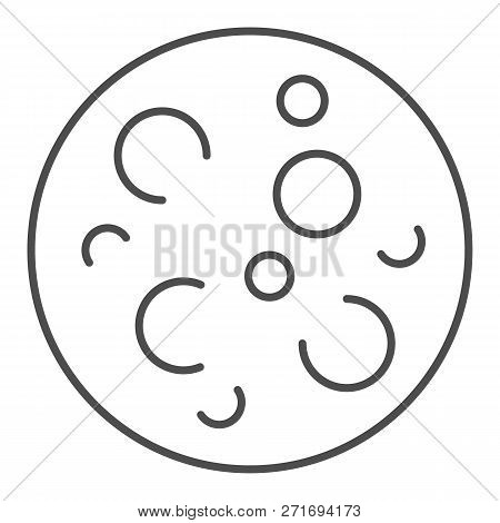 Moon With Craters Thin Line Icon. Full Moon Vector Illustration Isolated On White. Space Outline Sty