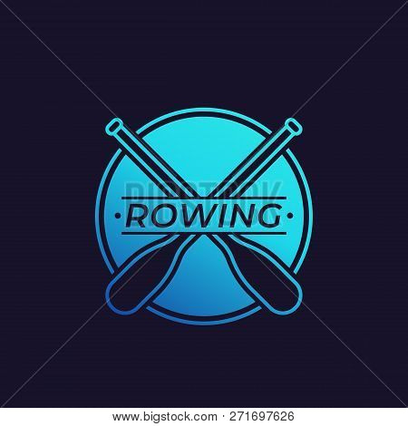 Rowing Vector Logo With Oars, Paddles, Eps 10 File, Easy To Edit