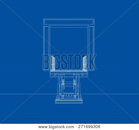 Dock Leveler Concept. 3d Illustration. Wire-frame Style
