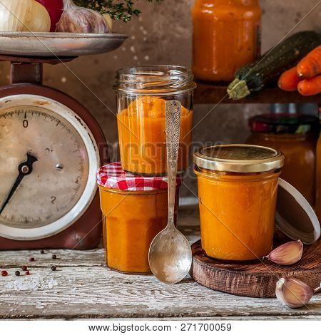 Canning Zucchini And Other Vegetables Spread (ikra), Square