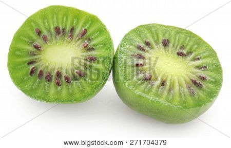 Actinidia Arguta Known As Kiwi Berry Over White Background