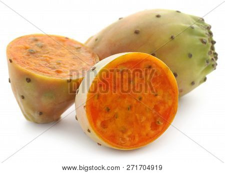 Prickly Pear Fresh And Juicy Over White Background