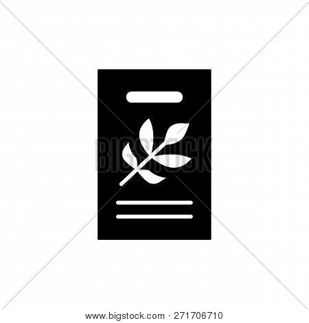 Black & White Vector Illustration Of Seed Pack Of Green Foliage Houseplant. Flat Icon Of Home Plant 