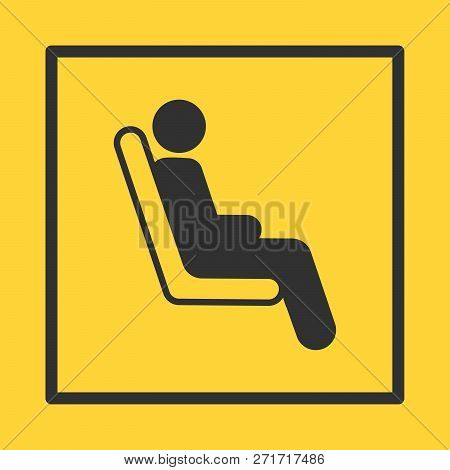 Bus Or Train Or Plane Seat Yellow Sticker In Square Frame, Can Be Used For Labels, Traffic Signs, Re