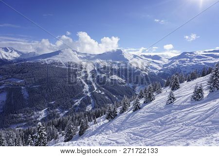 Mountain View On Fair Weather With Blue Sky And Snow In Winter, Stubnerkogel, Bad Gastein, Austria