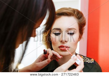 Moscow, Russia, 06.05.2018: Make An Improper Makeup At The Girl