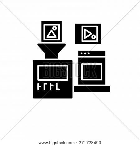 Content Management System Black Icon, Vector Sign On Isolated Background. Content Management System 