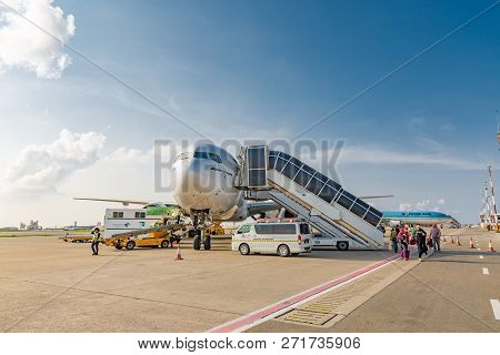 Male, Maldives - May 02, 2018: Boeing 777-300 A6-ebm Of Emirates Airlines At Velana International Ai