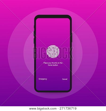 Screen Lock Authentication Password Smartphone Background Template. Illustration Of Phone Id Recogni