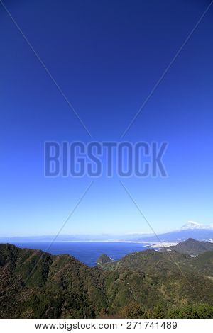 Mt. Fuji And Suruga Bay, View From Katsuragi Mountain, Izu, Japan