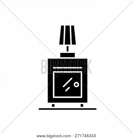 Bedside Table Black Icon, Vector Sign On Isolated Background. Bedside Table Concept Symbol, Illustra