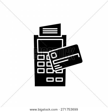 Payment By Non-cash Money Black Icon, Vector Sign On Isolated Background. Payment By Non-cash Money 