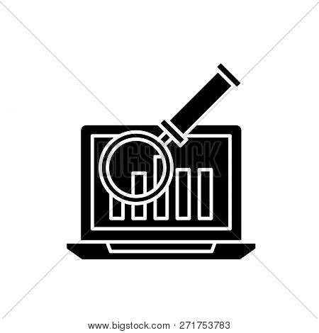 Electronic Accounting System Black Icon, Vector Sign On Isolated Background. Electronic Accounting S
