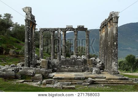 Columns Of The Ancient Temple Of Zeus At Euromos Was An Ancient City In Caria Anatolia Turkey