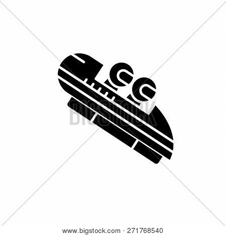 Luge Black Icon, Vector Sign On Isolated Background. Luge Concept Symbol, Illustration