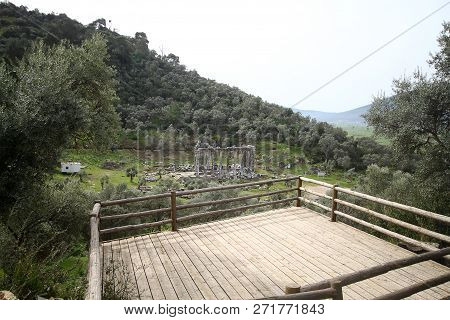 Columns Of The Ancient Temple Of Zeus At Euromos Was An Ancient City In Caria Anatolia Turkey