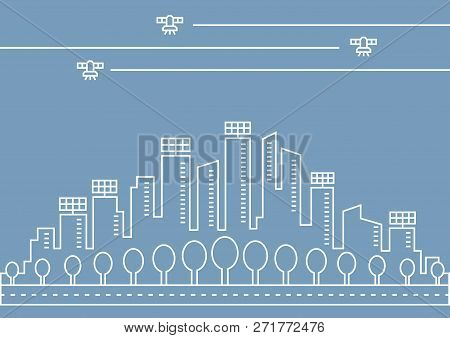 Vector Thin Line City Illustration Concept For Any Use
