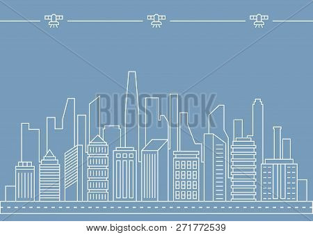 Vector Thin Line City Illustration Concept For Any Use