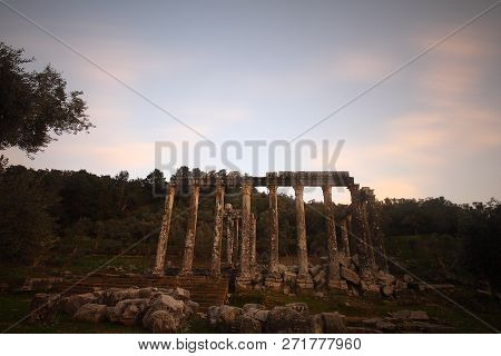 Columns Of The Ancient Temple Of Zeus At Euromos Was An Ancient City In Caria Anatolia Turkey