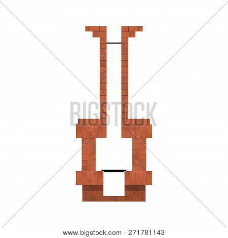 Fireplace With Chimney. Vector Illustration. Cross Section
