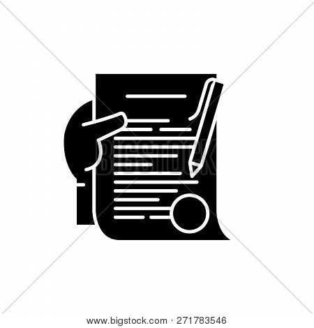 Commitment Black Icon, Vector Sign On Isolated Background. Commitment Concept Symbol, Illustration