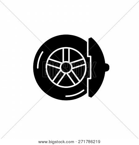 Brake Pads Black Icon, Vector Sign On Isolated Background. Brake Pads Concept Symbol, Illustration
