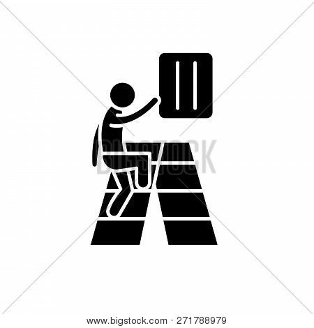 Gradual Development Black Icon, Vector Sign On Isolated Background. Gradual Development Concept Symb