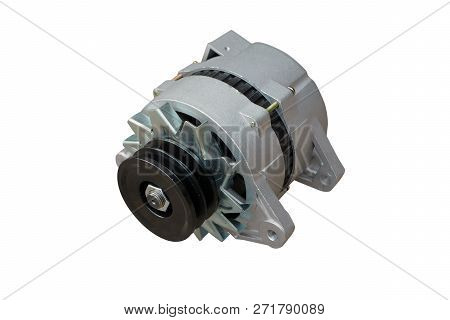 Alternator. Image Of Car Alternator Isolated On White. Clipping Path Included.