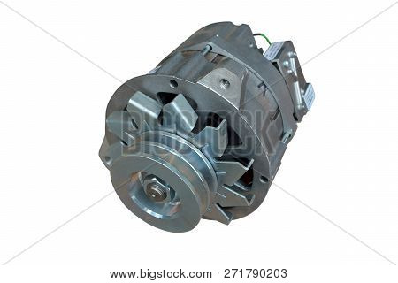 Alternator. Image Of Car Alternator Isolated On White. Clipping Path Included.