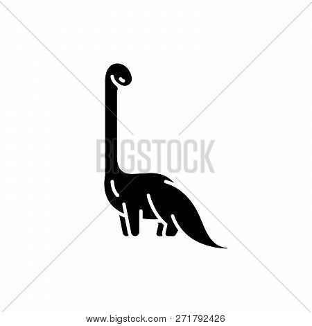 Diplodocus Black Icon, Vector Sign On Isolated Background. Diplodocus Concept Symbol, Illustration