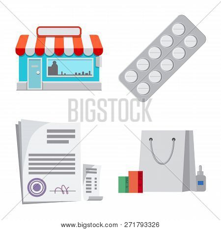 Vector Design Of Pharmacy And Hospital Sign. Set Of Pharmacy And Business Stock Symbol For Web.