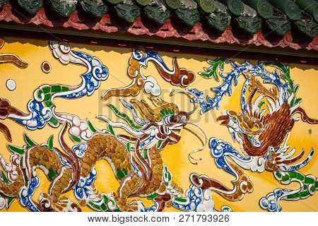 Dragon Decorations. Imperial Royal Palace Of Nguyen Dynasty In Hue, Vietnam. Unesco World Heritage S