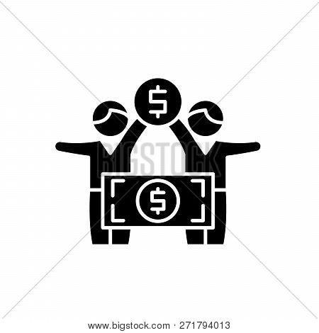 Financial Pyramide Black Icon, Vector Sign On Isolated Background. Financial Pyramide Concept Symbol