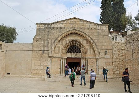 Jerusalem, Israel - September 20, 2017: Church Of The Sepulchre Of Saint Mary, Also Tomb Of The Sain