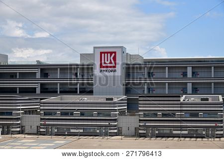 Sochi, Russia - June 2 2018. Rostrum Formula 1 Track In Olympic Park In Adler With Advertising Of Oi