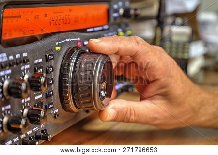 Modern High Frequency Radio Amateur Transceiver Closeup