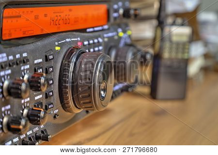 Modern High Frequency Radio Amateur Transceiver Closeup